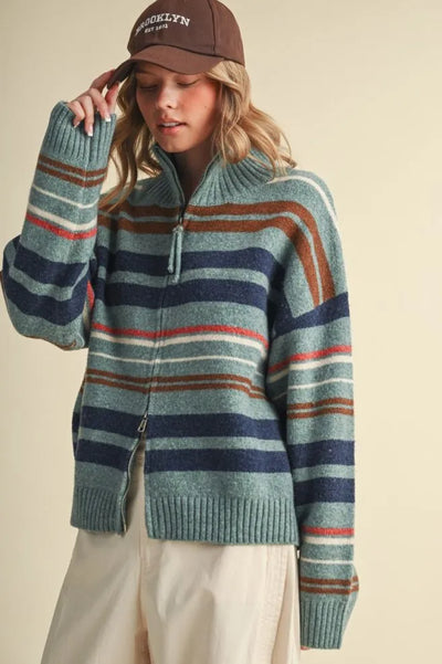Turquoise Multi Stripe Sweater