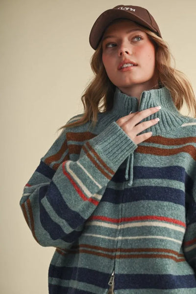 Turquoise Multi Stripe Sweater
