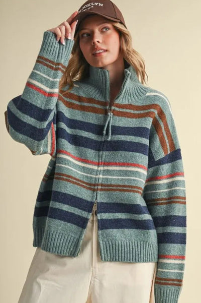 Turquoise Multi Stripe Sweater