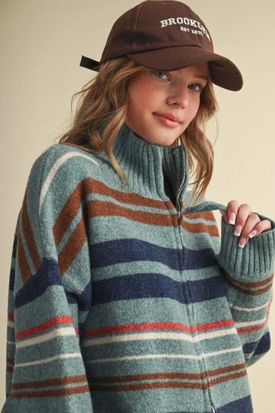 Turquoise Multi Stripe Sweater