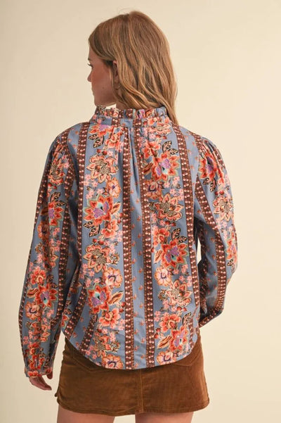 ENM Floral Border Printed Top