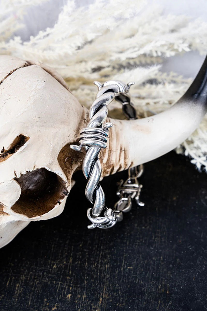 Theron Barbed Wire Fashion Stretch Bracelet - Silver