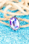 Lawton Fashion Rhinestone Ring With Stone Edge Accents - Turquoise
