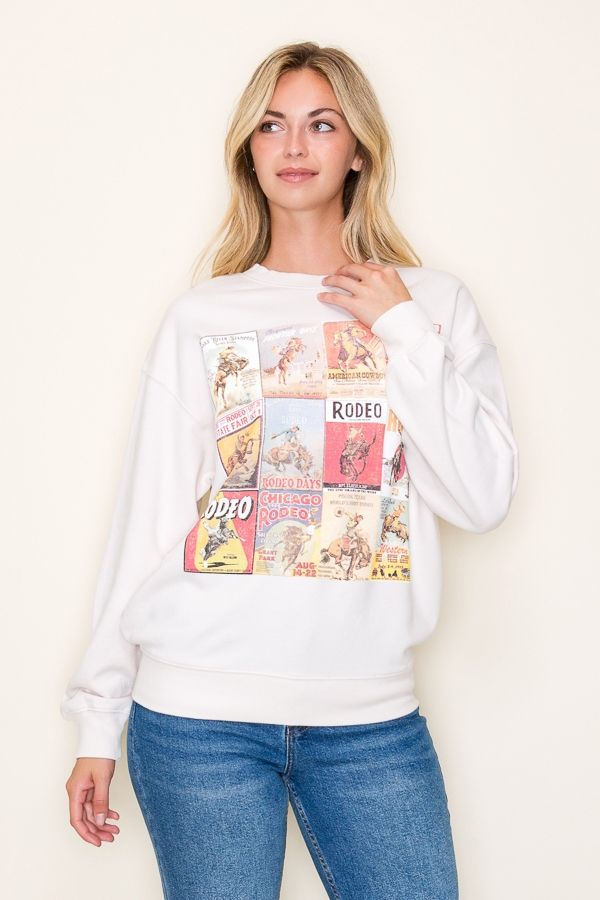 Ivory Vintage Cowboy Poster Graphic Sweatshirt
