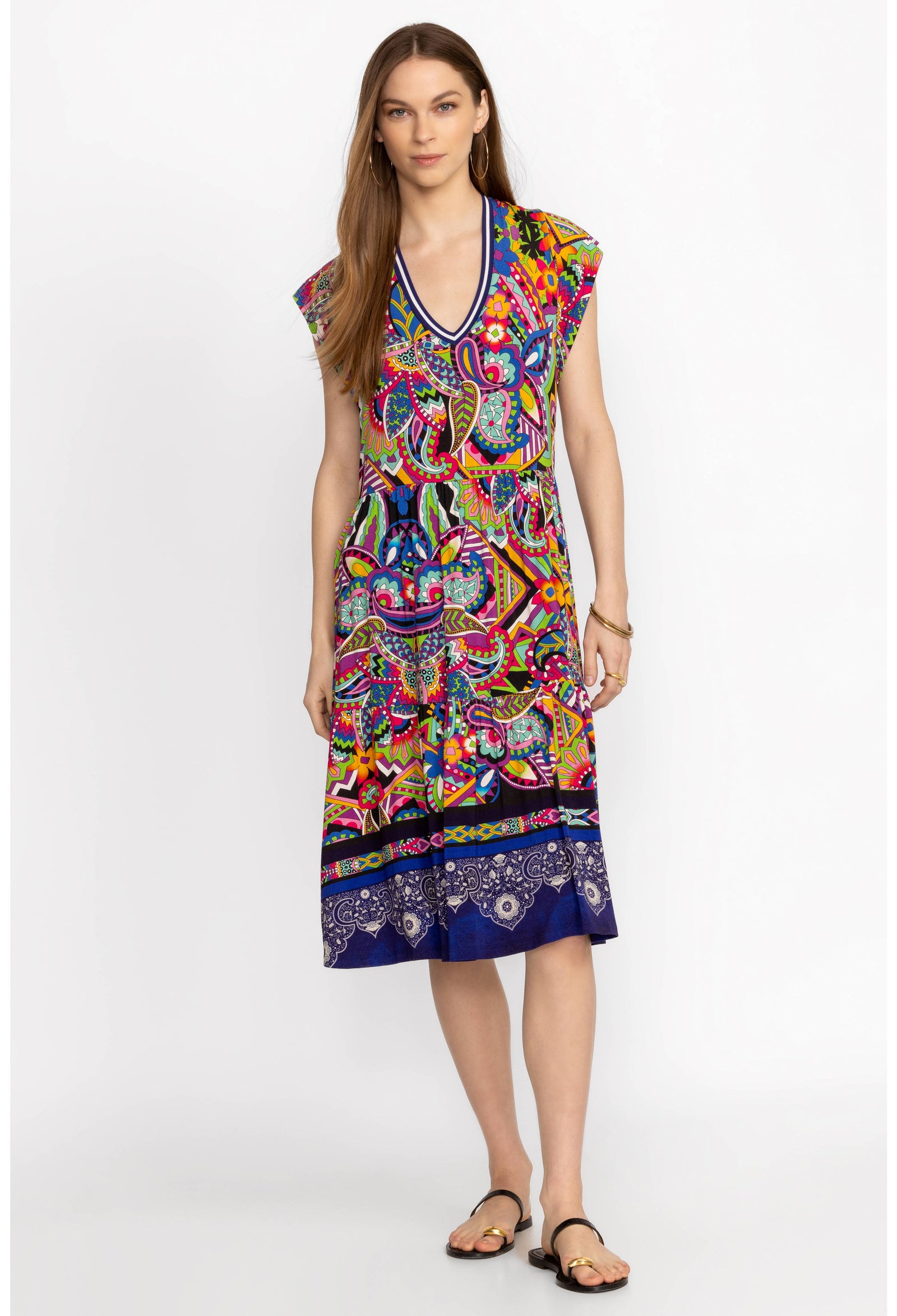 Demarne Tiered Tea Length Dress