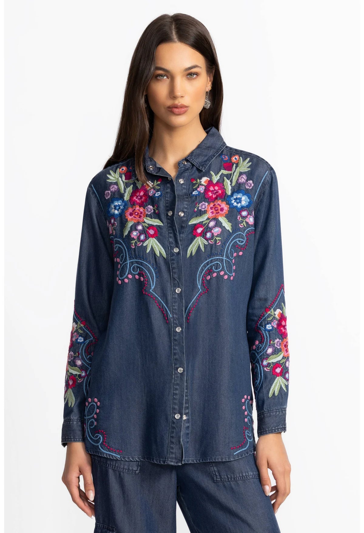 Johnny Was Denim Blue Oversized Tunic