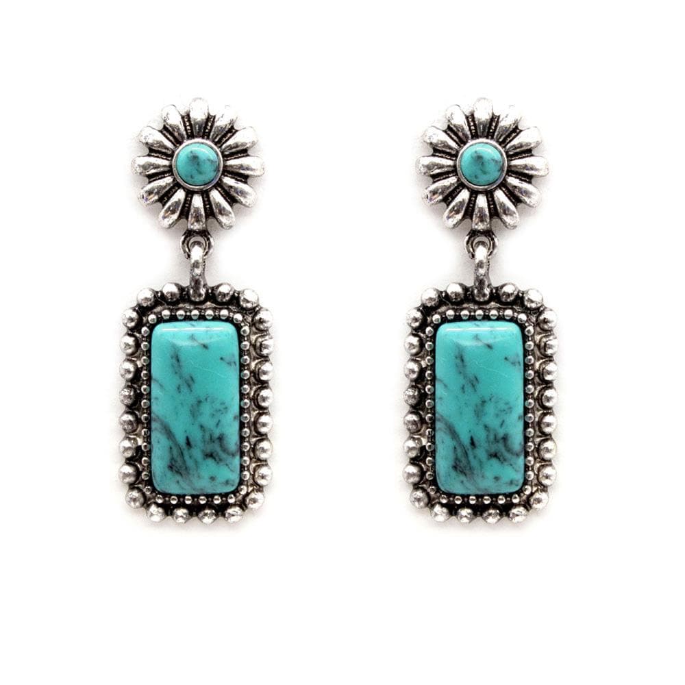 0022BOS Fashion Earrings Midland Concho Drop Fashion Earrings - Turquoise