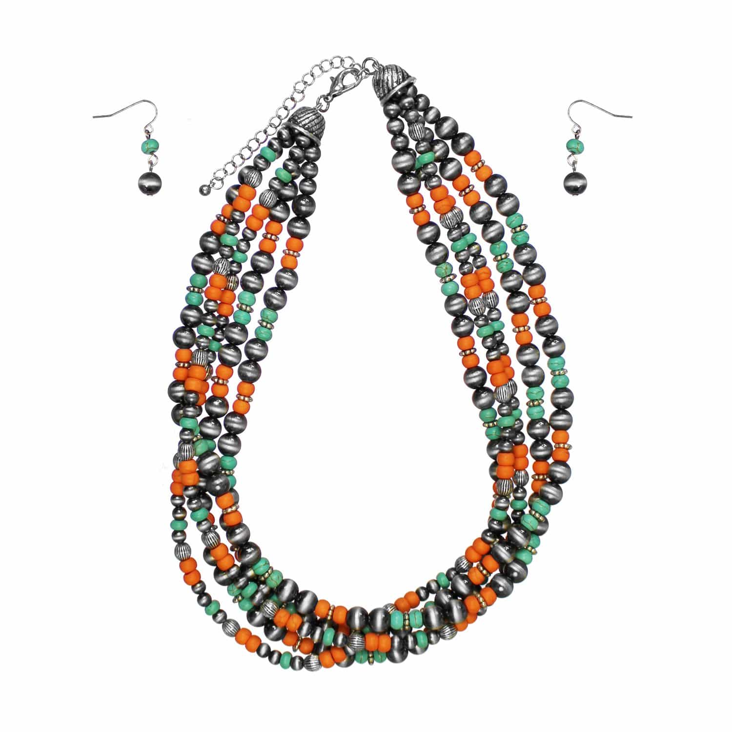 0022BOS Fashion Necklaces Multi Strand Silver Necklace