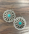 Oopsie Daisy Concho Fish Hook Earrings with Stone Accent - Turquoise