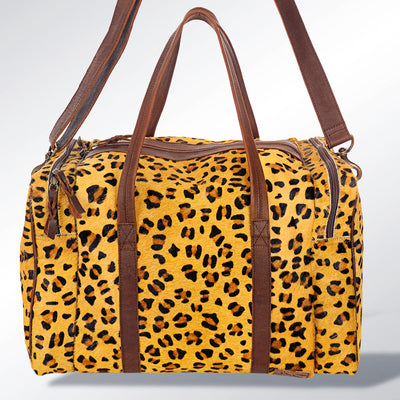 Leopard Cowhide Print Duffle Bag