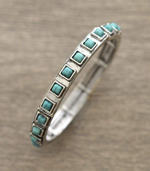 1377YKTrade Fashion Bracelets Turquioise Square Bangle Bracelet
