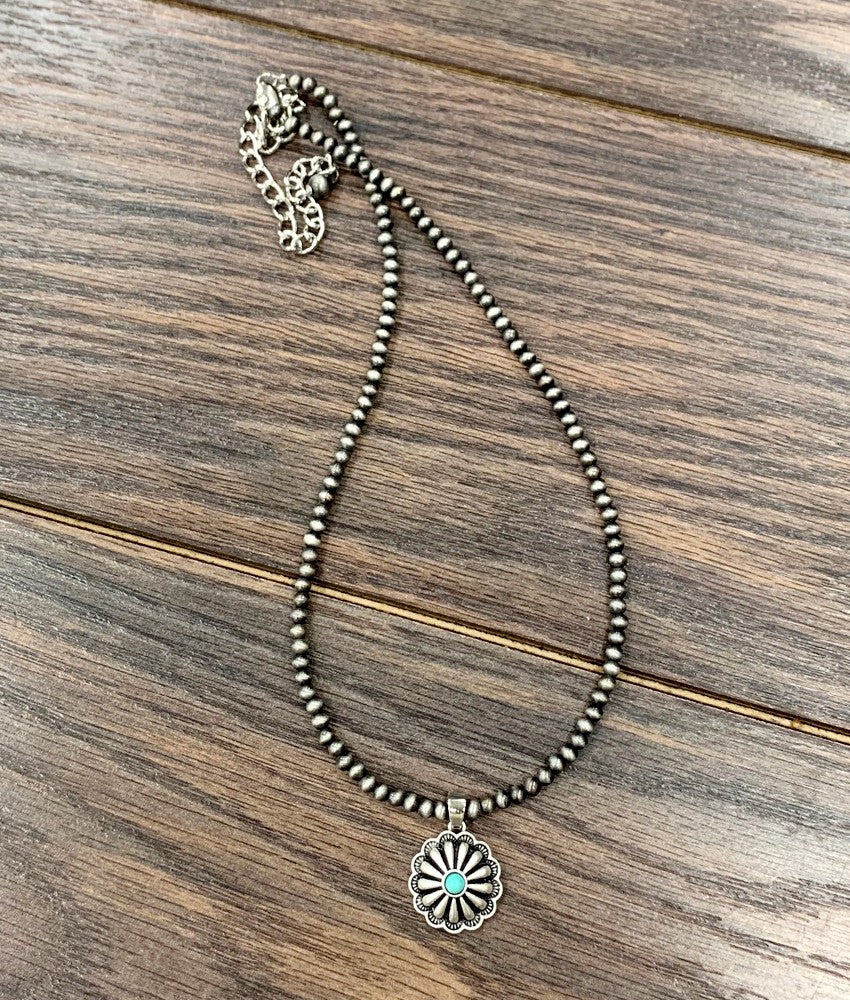 Sundance 4mm Fashion Navajo Necklace With Stone Concho Pendant