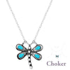 Dragonfly Choker Necklace - Turquoise