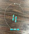 Capricorn Rectangle Natural Stone Necklace & Earrings - Turquoise