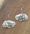 Fashion Stamped Buffalo With Turquoise Fish Hook Earrings