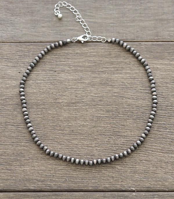 4mm fashion navajo pearl choker 16" 13" matte silver