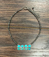 Navajo Necklace With 8 Stone Bar Pendant - Turquoise