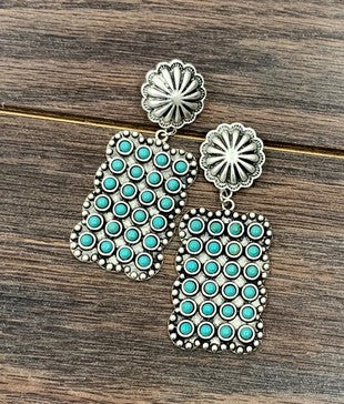 Dots Concho Post Earrings - Turquoise