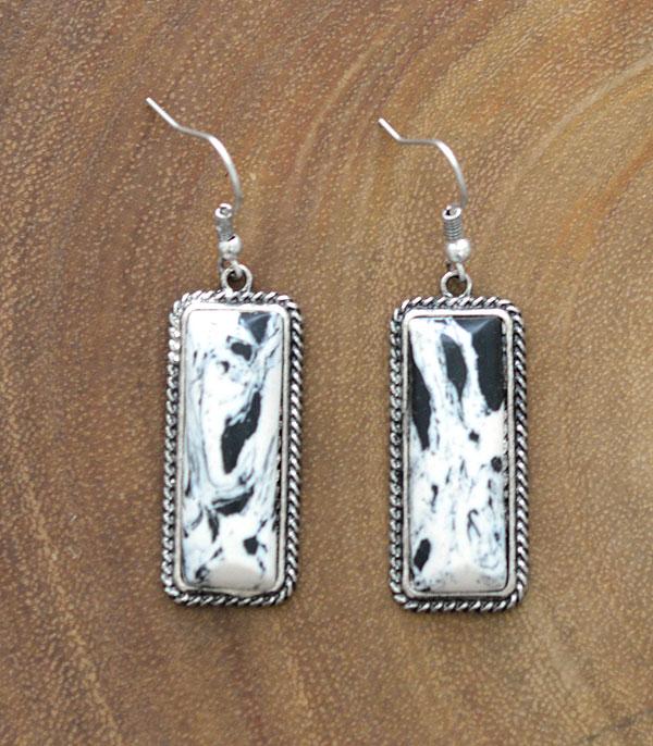 Fashion White Buffalo Bar Fish Hook Earrings