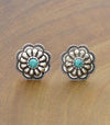 Darla Fashion Concho Post Earrings with Stone Detail