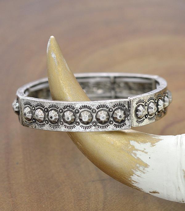 Sparks Fashion Studded Stretch Bangle Bracelet - Silver