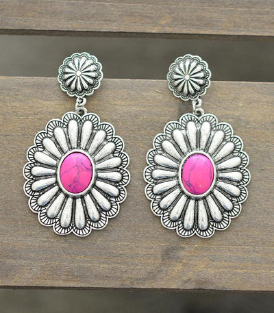 Justin Floral Oval Concho Post Earrings