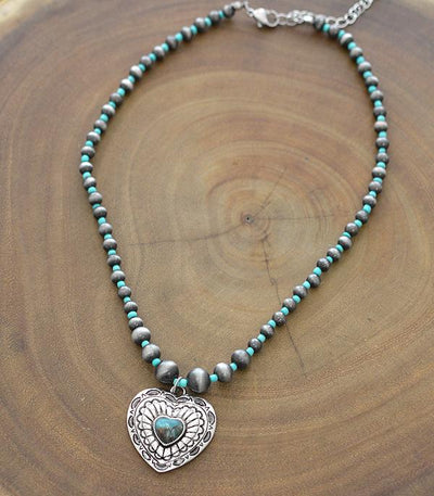 Willow Heart Concho Navajo Bead Fashion Necklace