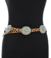 Jodie Oval Concho With Single Stone Fashion Belt - Leopard
