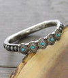 Stacked Bead Stretch Bracelet With Concho Detail - Silver & Turquoise