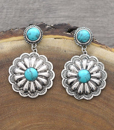 Laney Stone Post Floral Concho Drop Earrings