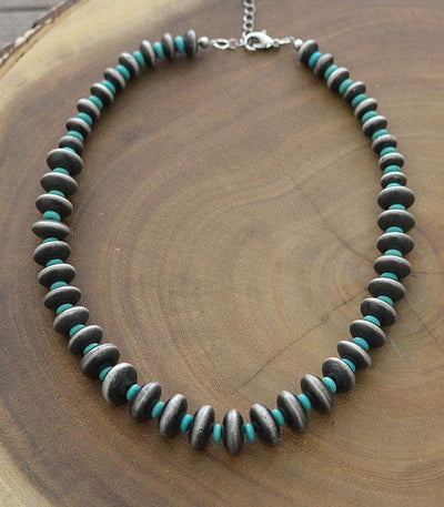 Fashion Silver & Turquoise Saucer Necklace