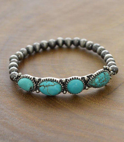 Gia Fashion Navajo Stretch Bracelet With 4 Stones