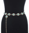 Julie Fashion Concho Link Belt With Stone Accents - Turquoise