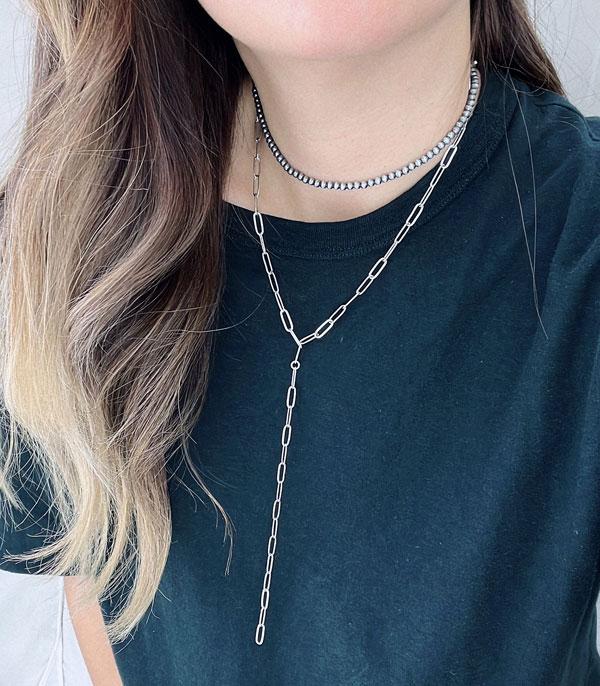 Blanco Fashion Double Strand Navajo Link Chain Y Necklace