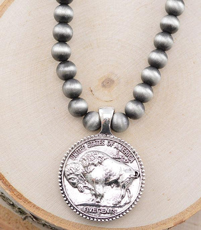 June Fashion Navajo Reversable Buffalo Coin Necklace & Earrings