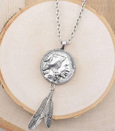 Fashion Link Chain Reversible Buffalo Coin Necklace