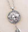Fashion Link Chain Reversible Buffalo Coin Necklace