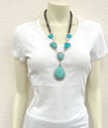 Brier Fashion Navajo Necklace With 6 Stone Turquoise Y Center