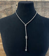 Evie Fashion Silver Stamped Bead Y Necklace
