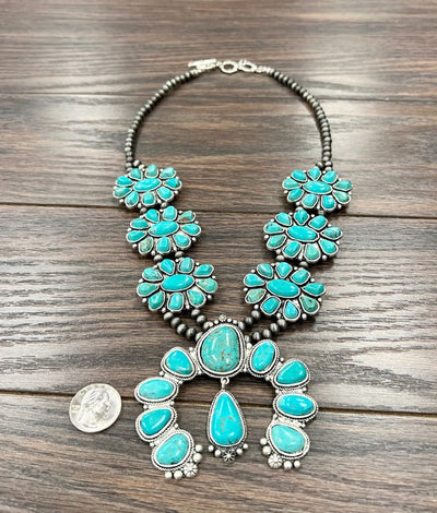Colfax Fashion Navajo Squash Blossom Necklace - Turquoise
