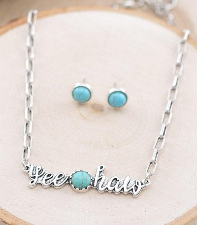 Country Talk Link Chain Necklace - Turquoise
