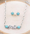 Country Talk Link Chain Necklace - Turquoise