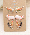 Metal Farm Animal Stud Earrings Set