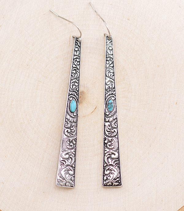 Elegant 3" Scroll Fashion Earrings - Turquoise