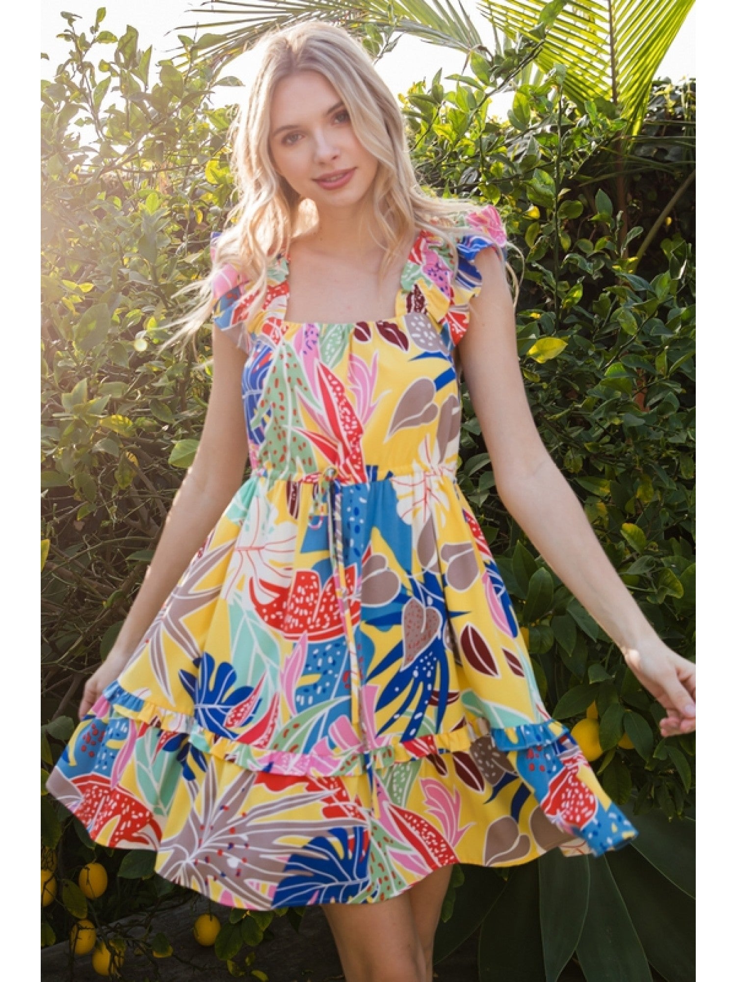 Grace Yellow Print Sundress