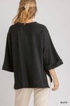 Black Oversized Ribbed Top