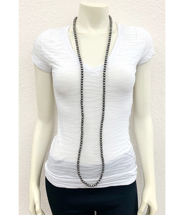 8mm Fashion Silver Navajo Pearl Necklace - 50"