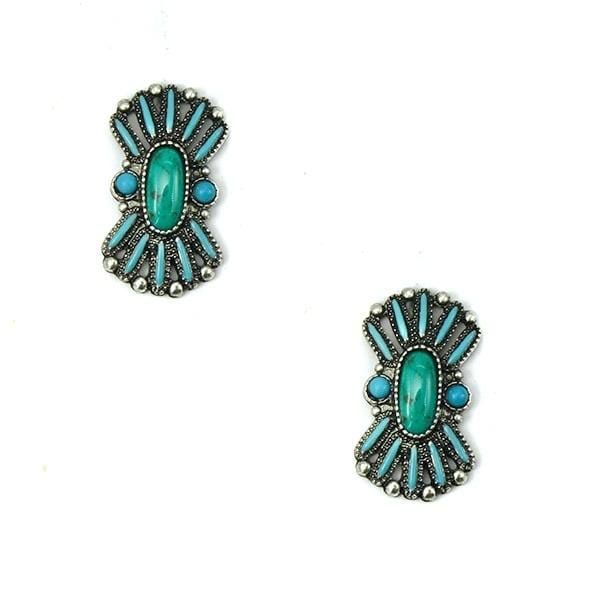 8377SWTrade Fashion Earrings Petite Green Turquoise Stud Earrings