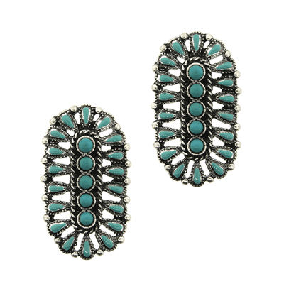 8377SWTrade Fashion Earrings Turquoise Oval Cluster Fashion Earring
