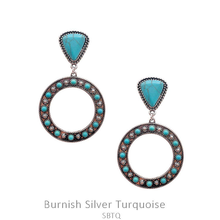 Fashion Stone Circle Dangle Earrings